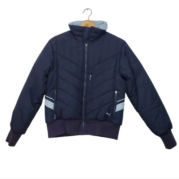 Puma | Full Zip Front Crop Puffer Warm Winter Coat with Zip Pockets - Picture 1 of 10